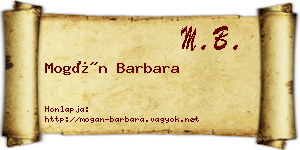 Mogán Barbara névjegykártya